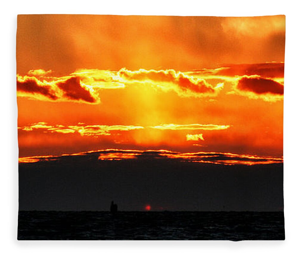 Sunset Fleece Blanket featuring the photograph Sunset Over Sound by William Selander
