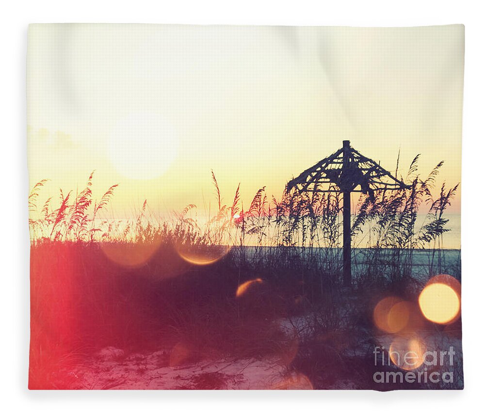 Florida Fleece Blanket featuring the photograph Sunset Palm III by Chris Andruskiewicz