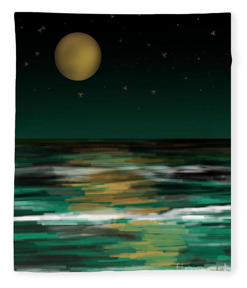 Moon Fleece Blanket featuring the digital art Super Moon by Christine Fournier