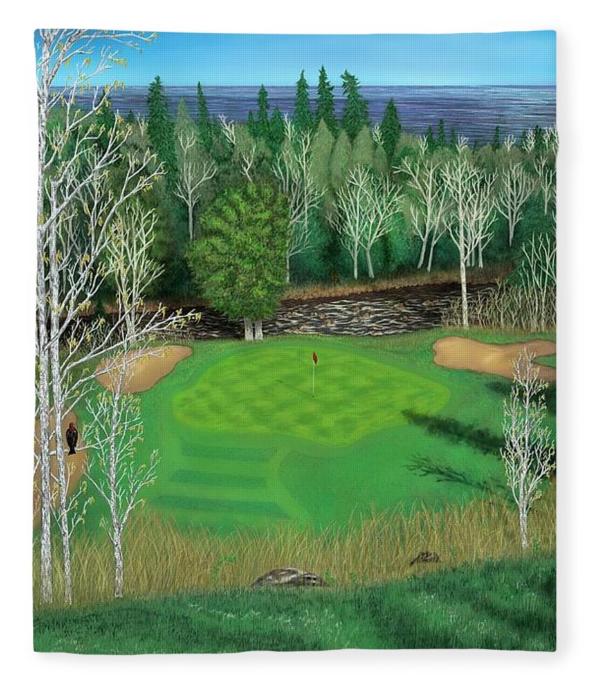 Galaxy Note Fleece Blanket featuring the digital art Superior National Golf Canyon 8 by Troy Stapek
