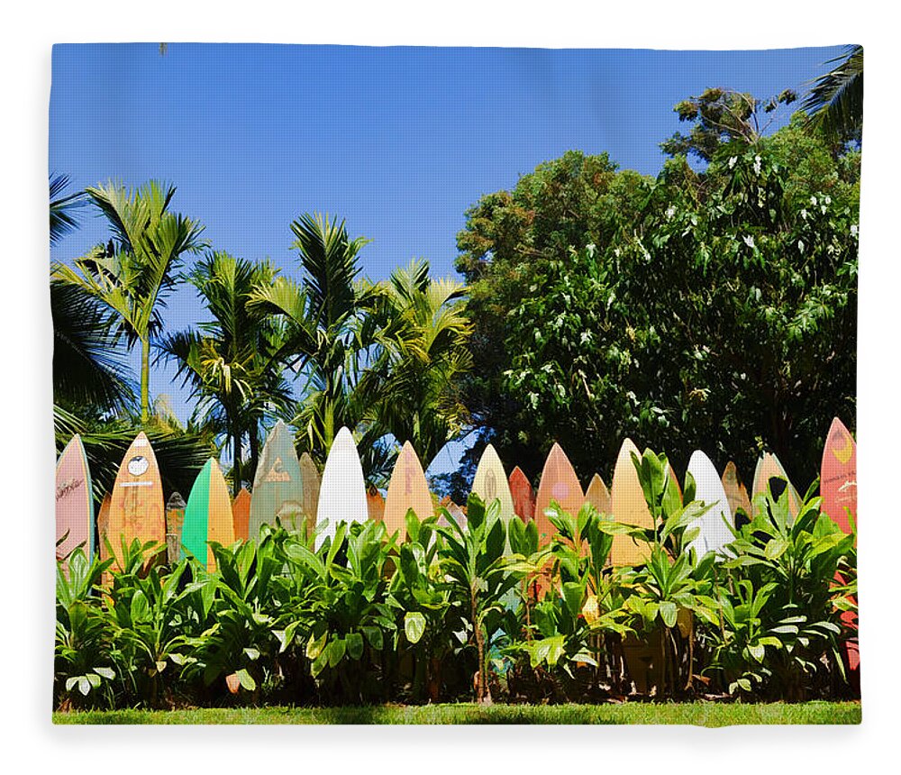 Nature Fleece Blanket featuring the photograph Surfboard Fence - Left Side by Paulette B Wright