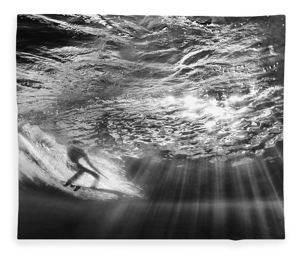  Ocean Fleece Blanket featuring the photograph Surfing God light by Sean Davey