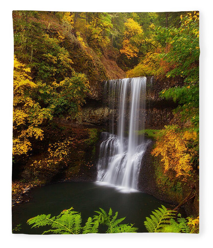 Waterfall Fleece Blanket featuring the photograph Surrounded By Fall by Darren White