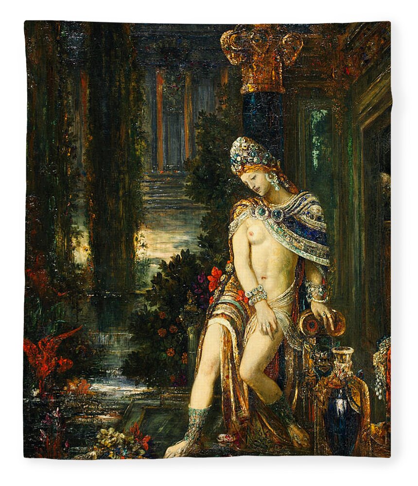 Gustave Moreau Fleece Blanket featuring the painting Susanna and the Elders by Gustave Moreau