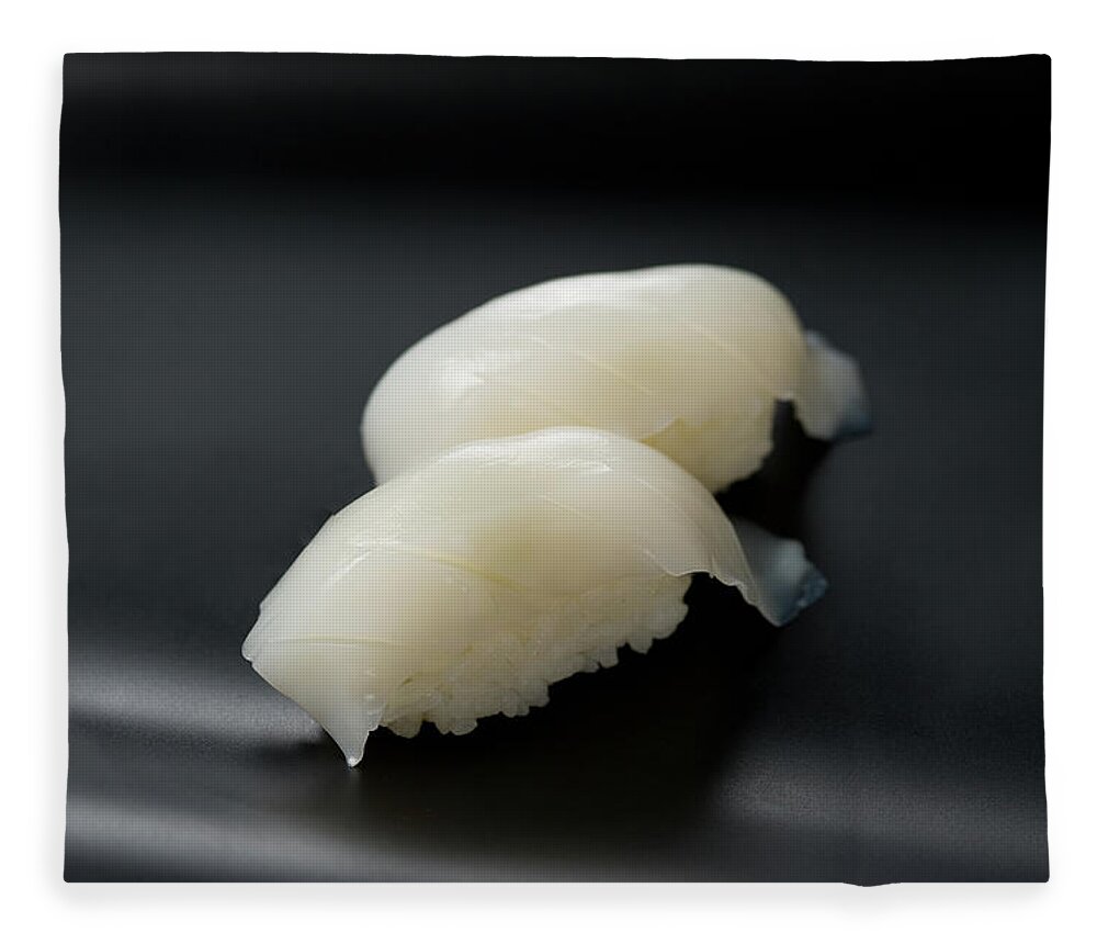 Two Objects Fleece Blanket featuring the photograph Sushi Ika by Ryouchin