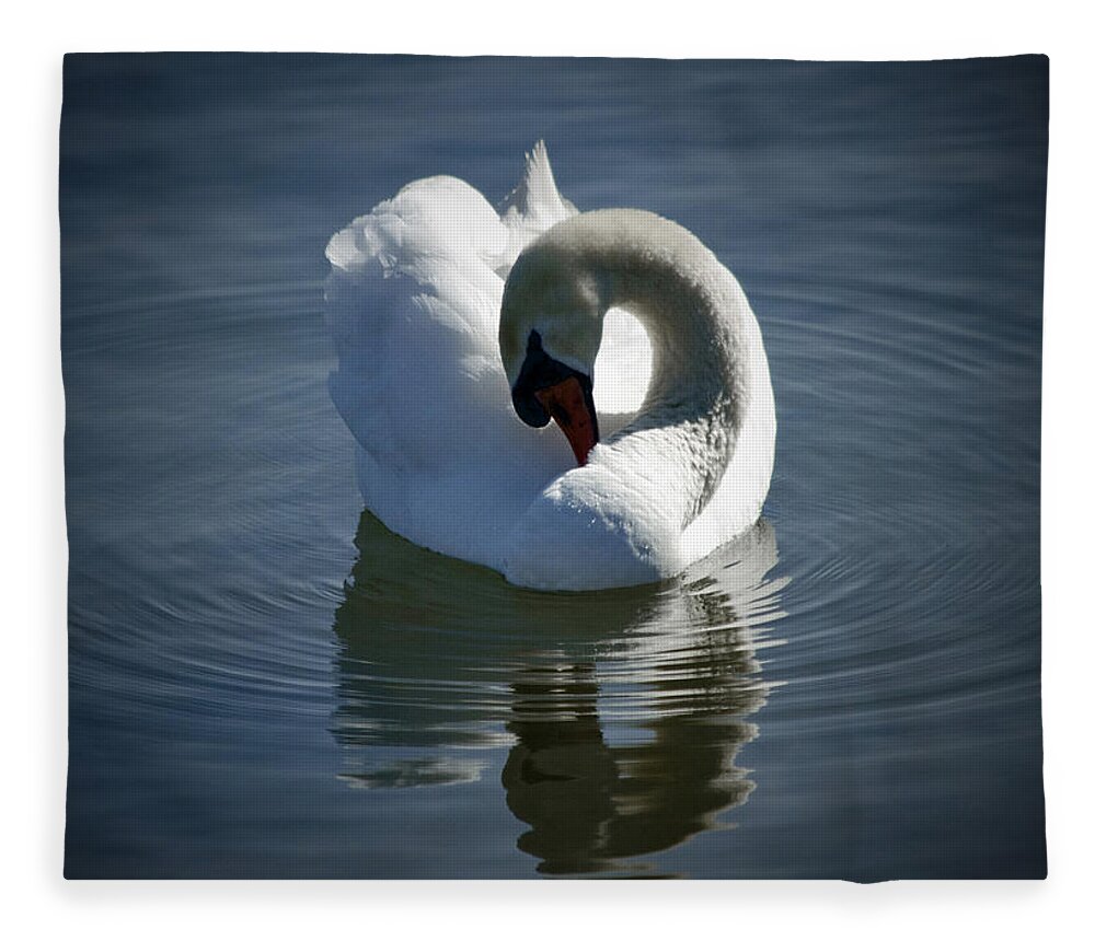 Swan Fleece Blanket featuring the photograph Swan Lake by Pennie McCracken