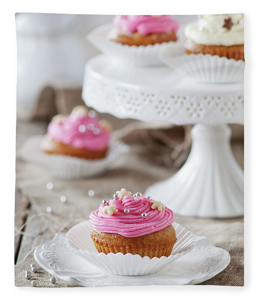 Temptation Fleece Blanket featuring the photograph Sweet Cupcakes by Oxana Denezhkina