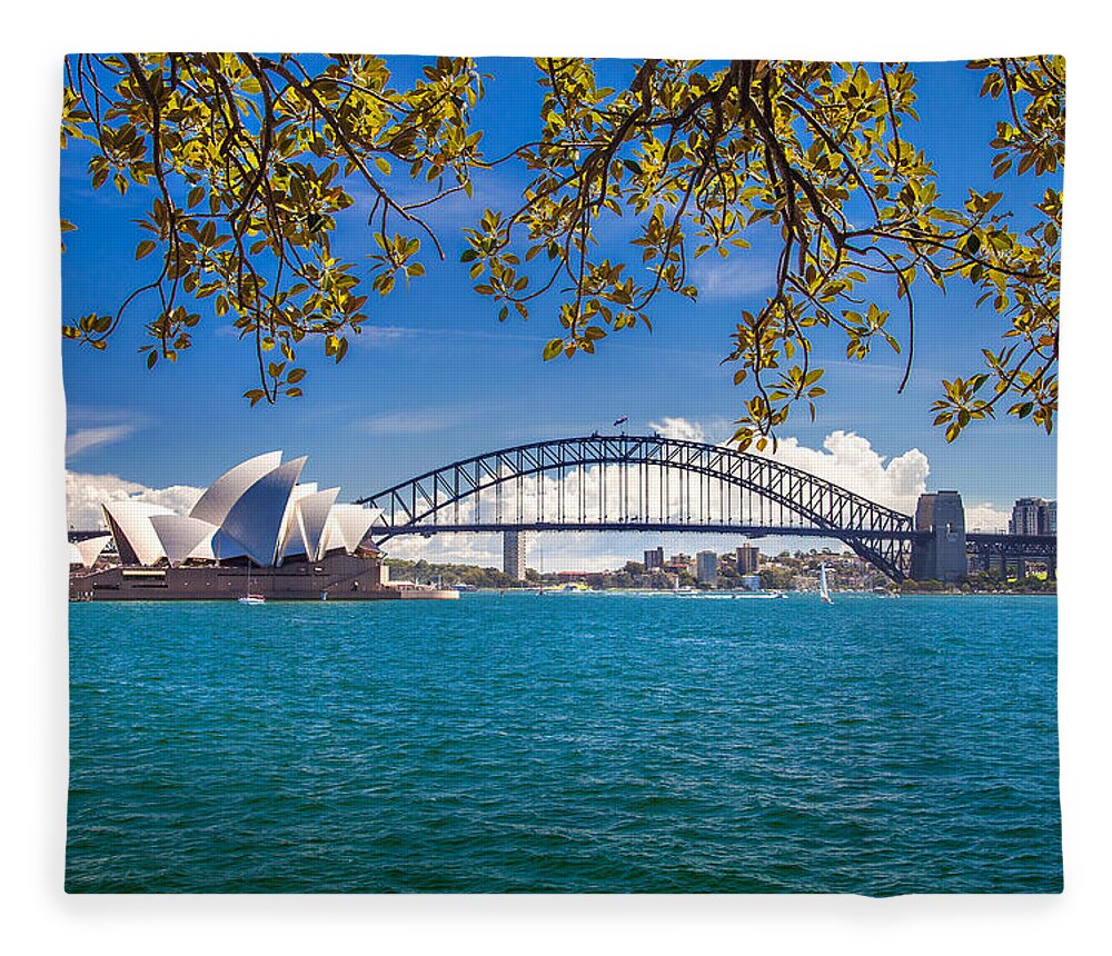 Sydney Fleece Blanket featuring the photograph Sydney Harbour Skyline 2 by Az Jackson