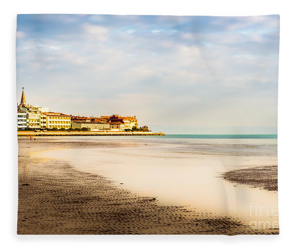 Friaul-julisch Venetien Fleece Blanket featuring the photograph Take A Walk At The Beach by Hannes Cmarits