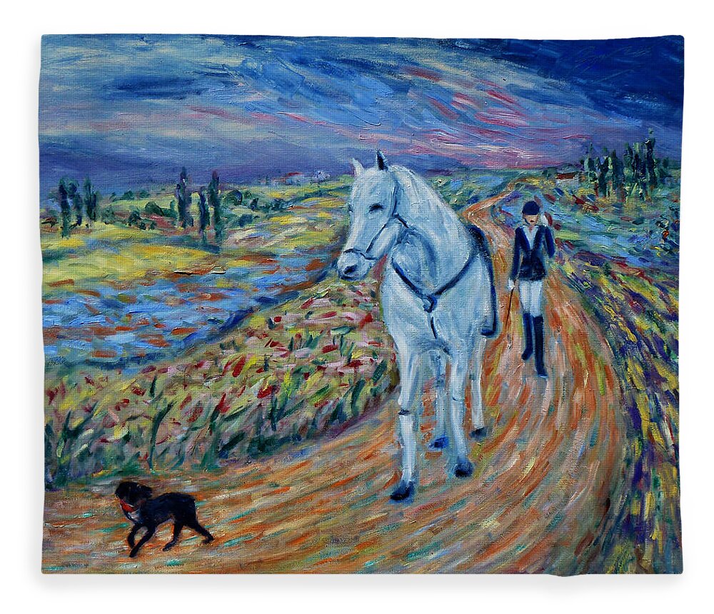 Figurative Fleece Blanket featuring the painting Take Me Home My Friend by Xueling Zou