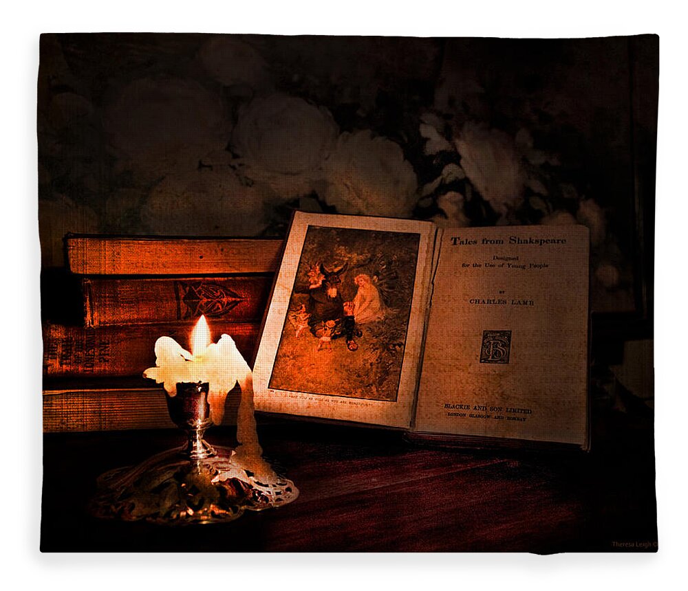 Vintage Still Life Fleece Blanket featuring the photograph Tales From Shakespeare by Theresa Tahara
