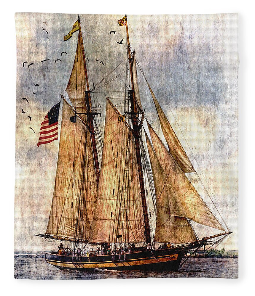 Boats Fleece Blanket featuring the digital art Tall Ships Art by Dale Kincaid
