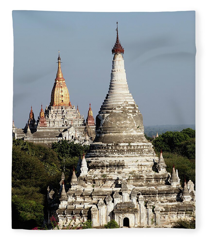 Pagoda Fleece Blanket featuring the photograph Temples & Pagodas by Wu Swee Ong