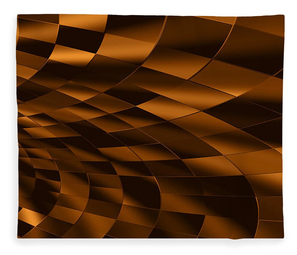 Brown Abstract Fleece Blanket featuring the digital art Temporal Chessboard by Judi Suni Hall