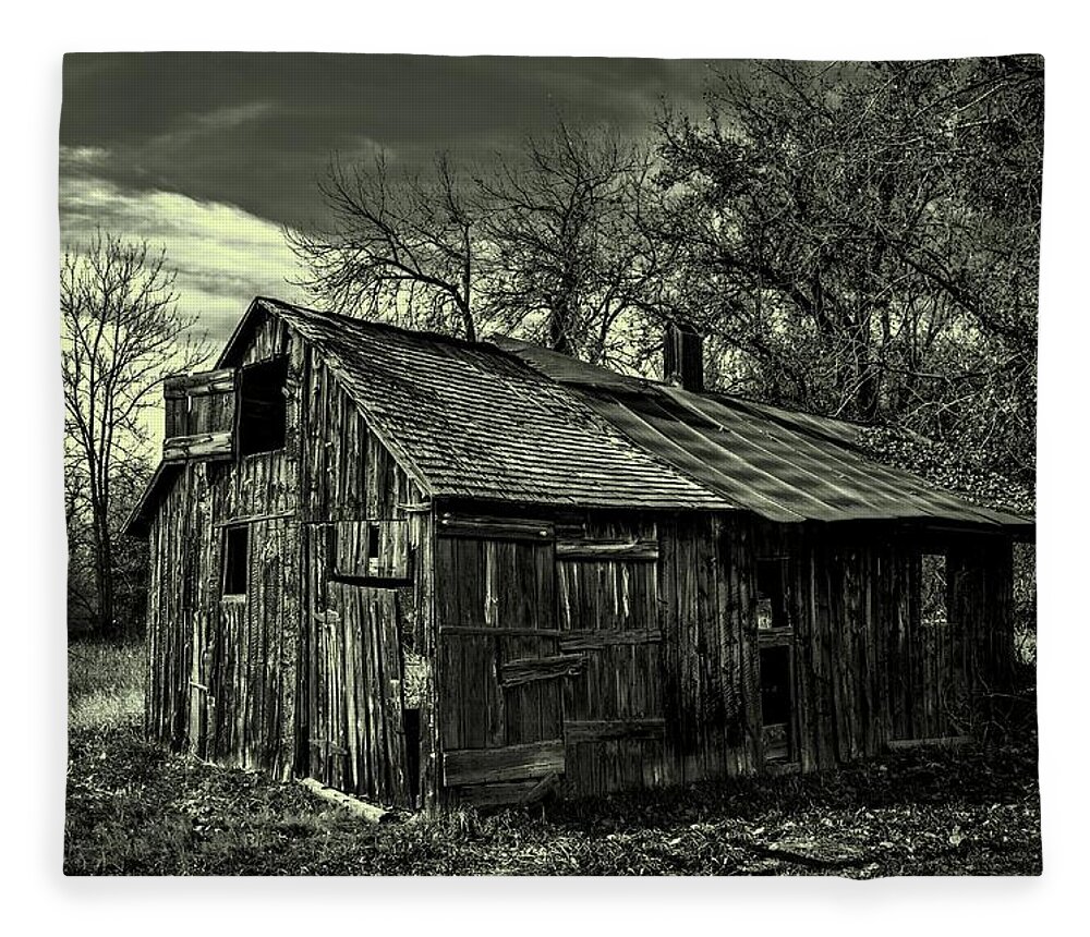 Barn Fleece Blanket featuring the photograph The Adirondack Mountain Region Barn by Movie Poster Prints