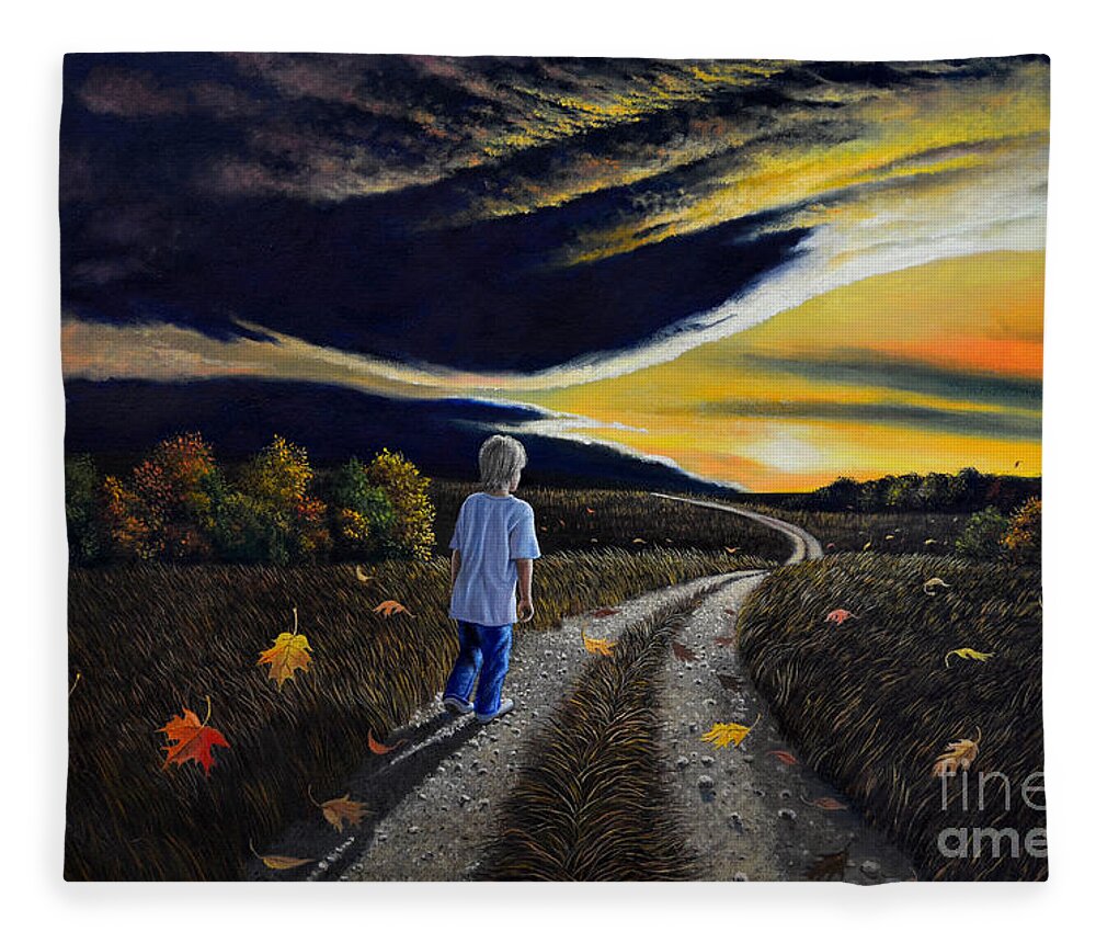 Autumn Fleece Blanket featuring the painting The Autumn Breeze by Christopher Shellhammer