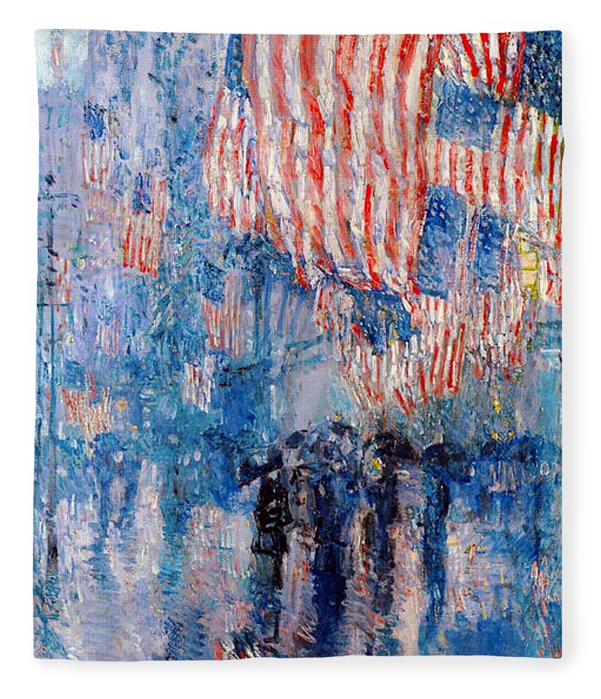 Frederick Childe Hassam Fleece Blanket featuring the digital art The Avenue In The Rain by Frederick Childe Hassam