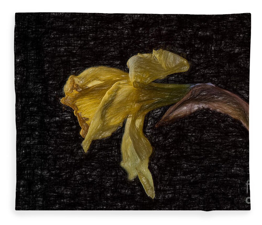 Daffodil Fleece Blanket featuring the digital art Beauty At The End by Lois Bryan