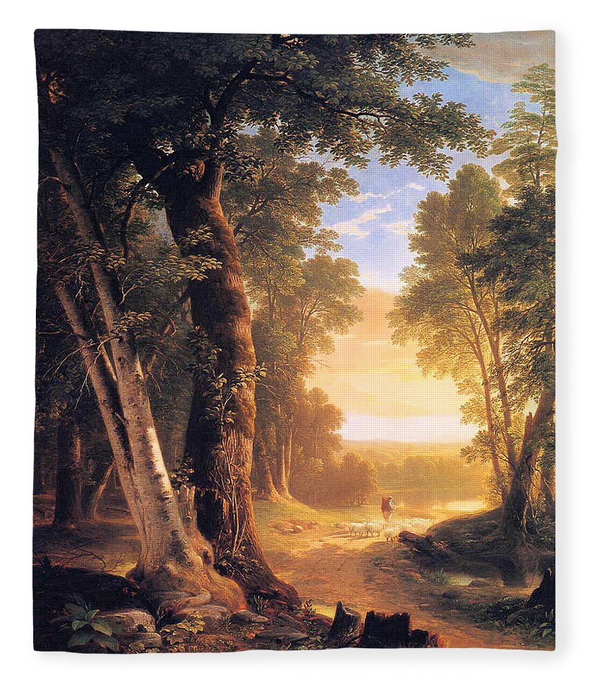 Beeches Fleece Blanket featuring the painting The Beeches by Asher Durand