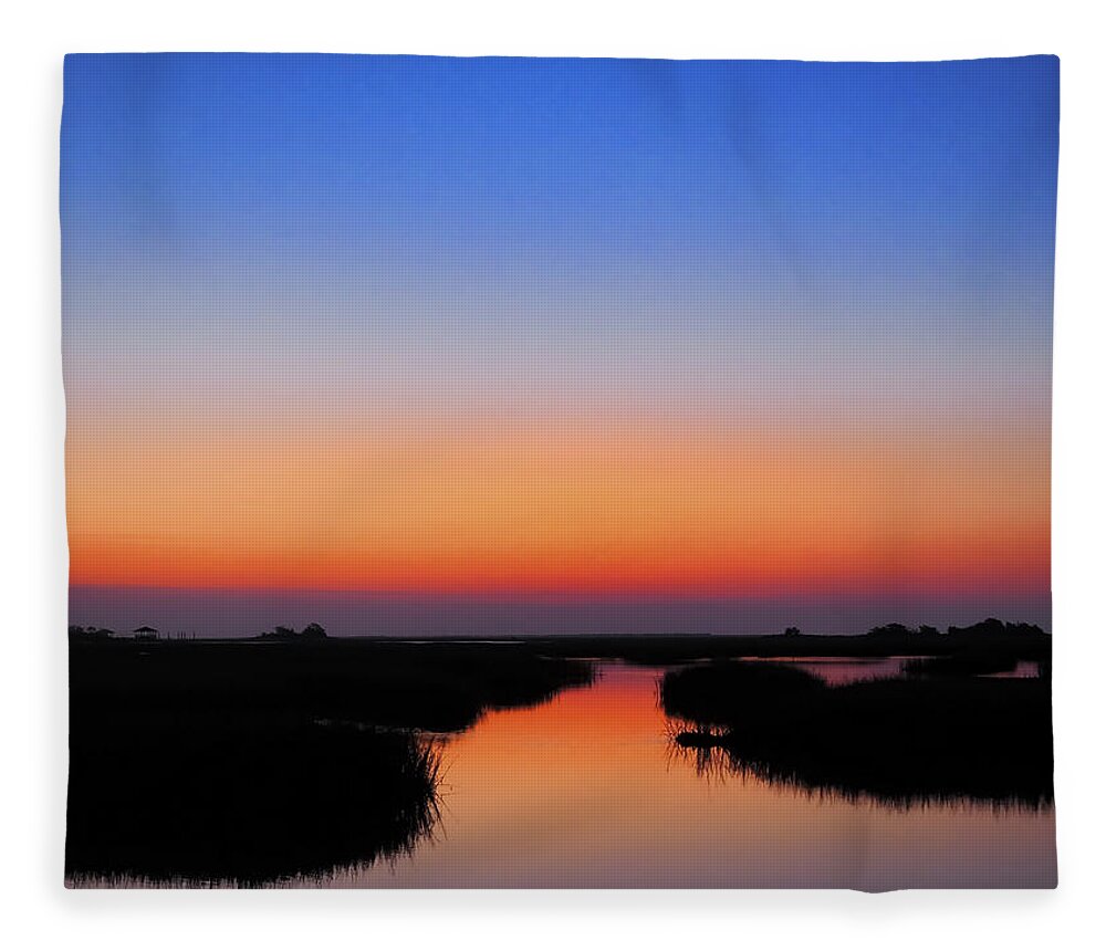 Blue-hour Fleece Blanket featuring the photograph BLUE HOUR SUNRISE SUNSET IMAGE ART by Jo Ann Tomaselli by Jo Ann Tomaselli