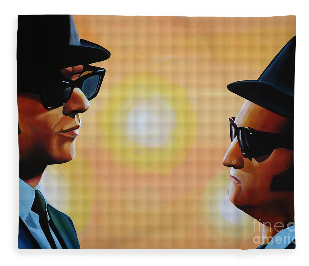 The Blues Brothers Fleece Blanket featuring the painting The Blues Brothers by Paul Meijering