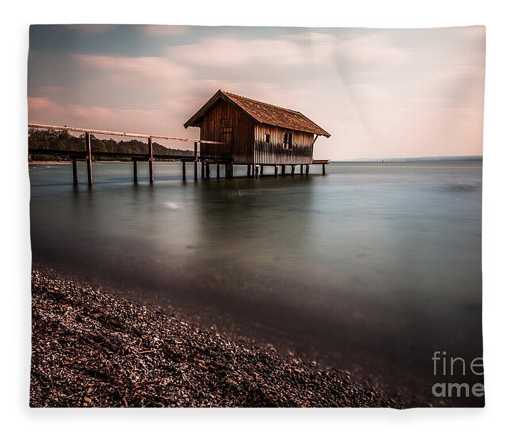 Ammersee Fleece Blanket featuring the photograph The boats house by Hannes Cmarits