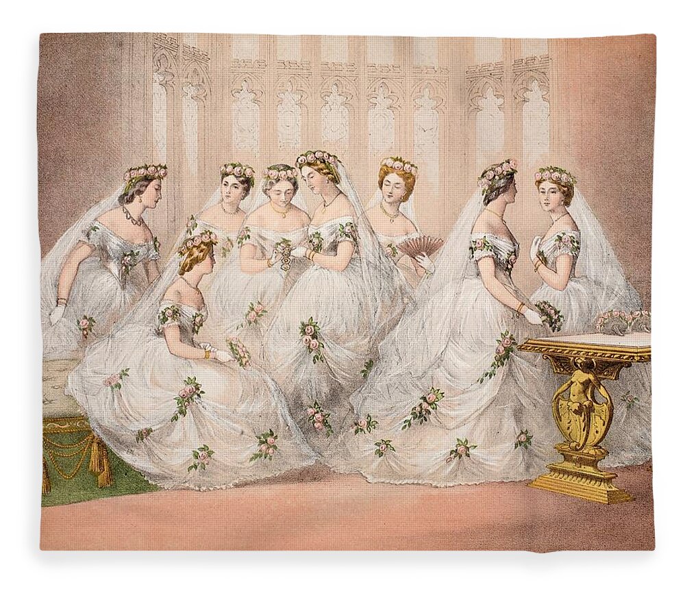 Female Fleece Blanket featuring the painting The Bridesmaids, 10th March, 1863 - Marriage of Edward VII and Alexandra of Denmark by English School