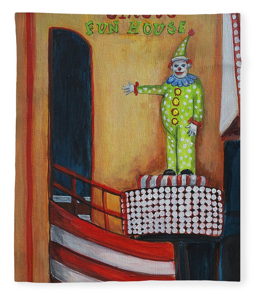 Asbury Art Fleece Blanket featuring the painting The Circus Fun House by Patricia Arroyo