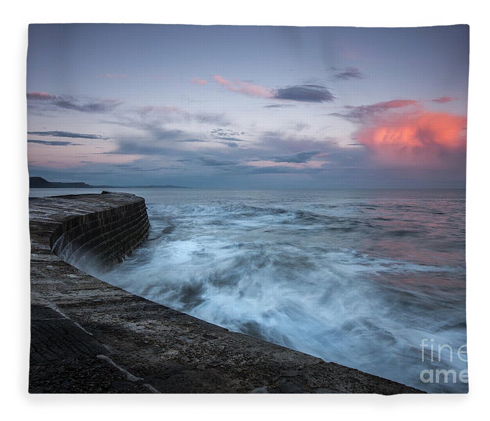 Coast Fleece Blanket featuring the photograph The Cobb Lyme Regis by David Lichtneker