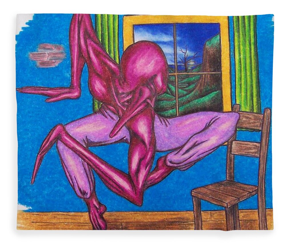 Tmad Fleece Blanket featuring the drawing The Dancer by Michael TMAD Finney