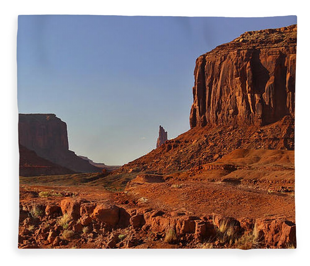 Desert Fleece Blanket featuring the photograph The Dusty Trail - Monument Valley by Mike McGlothlen