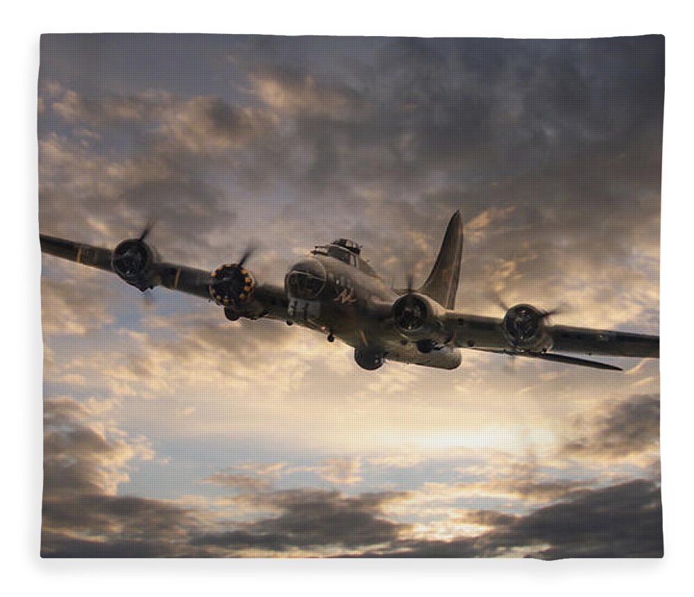Boeing B17 Fleece Blanket featuring the digital art The Flying Fortress by Airpower Art