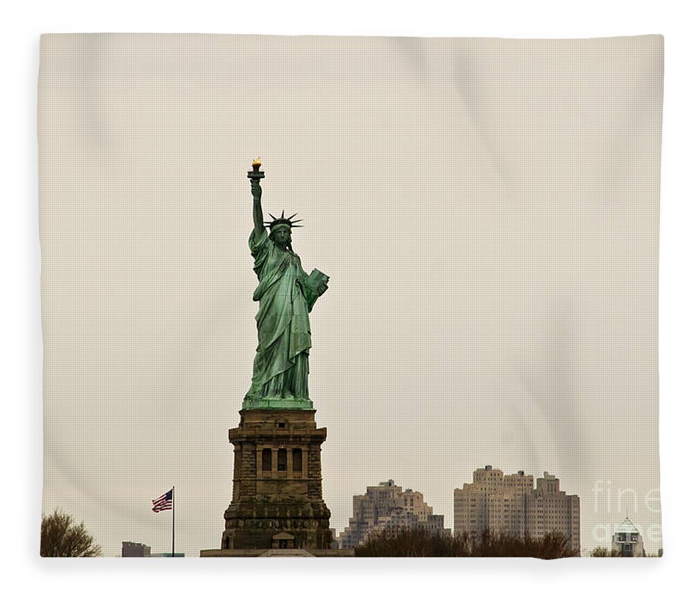 Statue Of Liberty In New York Fleece Blanket featuring the photograph The gift by Elena Perelman