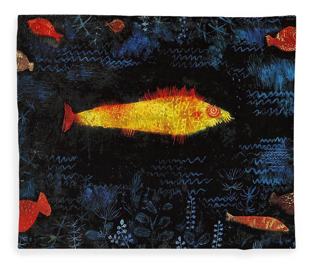 Paul Klee Fleece Blanket featuring the painting The Goldfish by Paul Klee