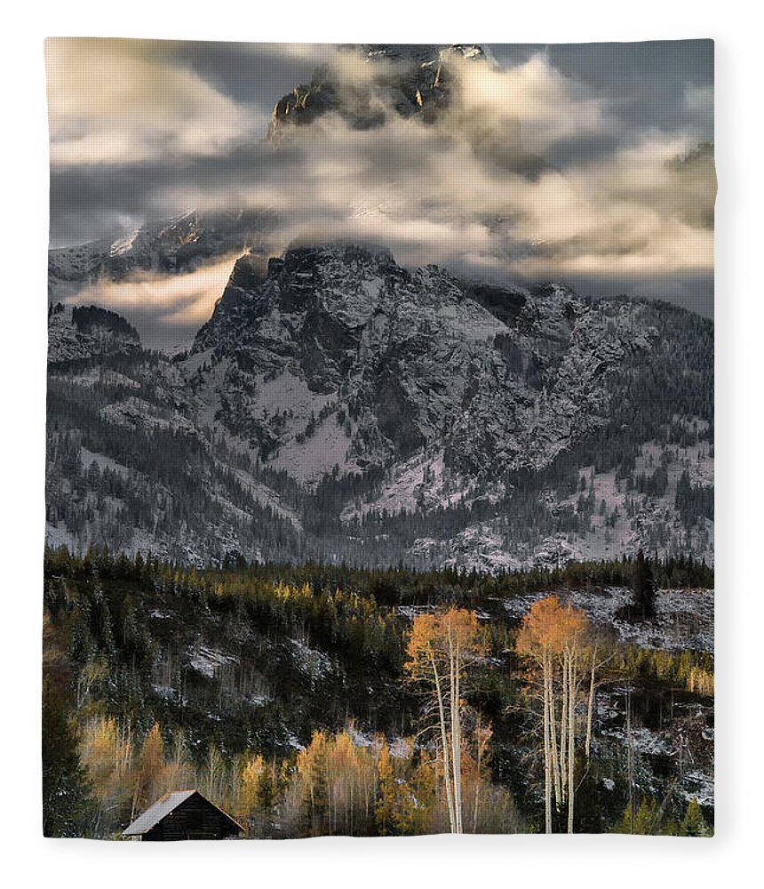 Mountain Fleece Blanket featuring the photograph The Grand Teton by Erika Fawcett