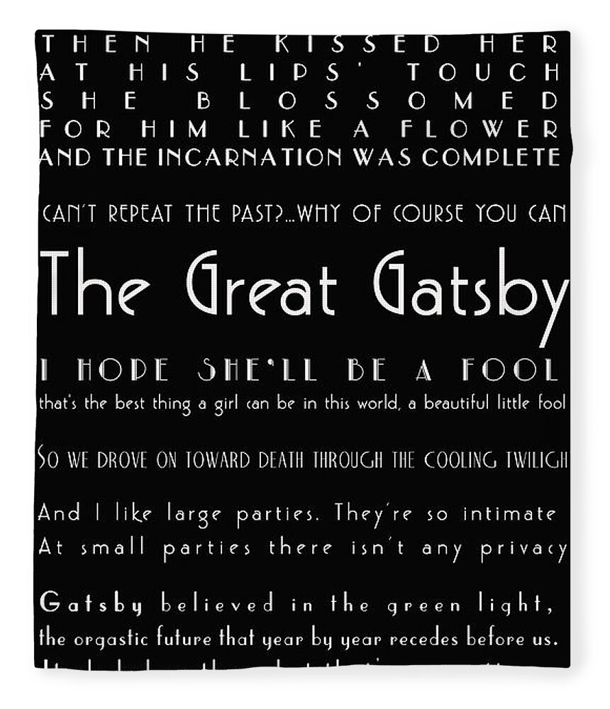 The Great Gatsby Fleece Blanket featuring the photograph The Great Gatsby Quotes by Georgia Fowler