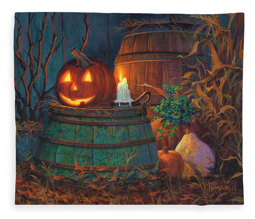Michael Humphries Fleece Blanket featuring the painting The Great Pumpkin by Michael Humphries