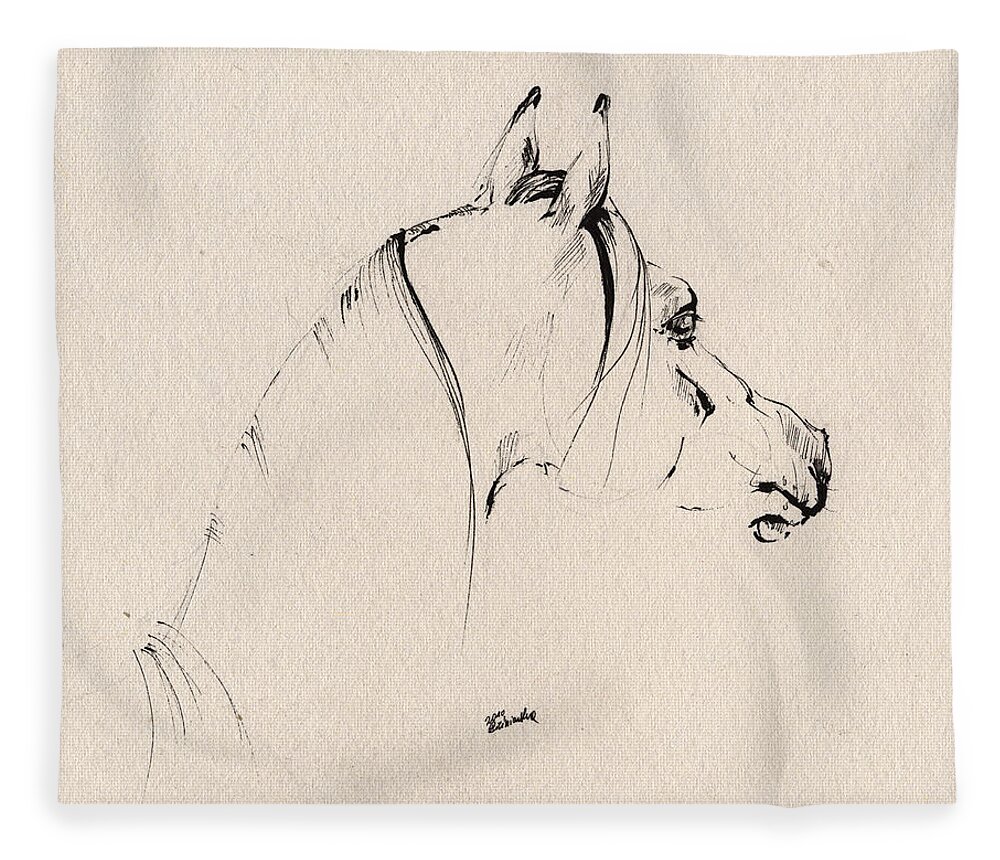 Horse Fleece Blanket featuring the drawing The Horse Sketch by Ang El
