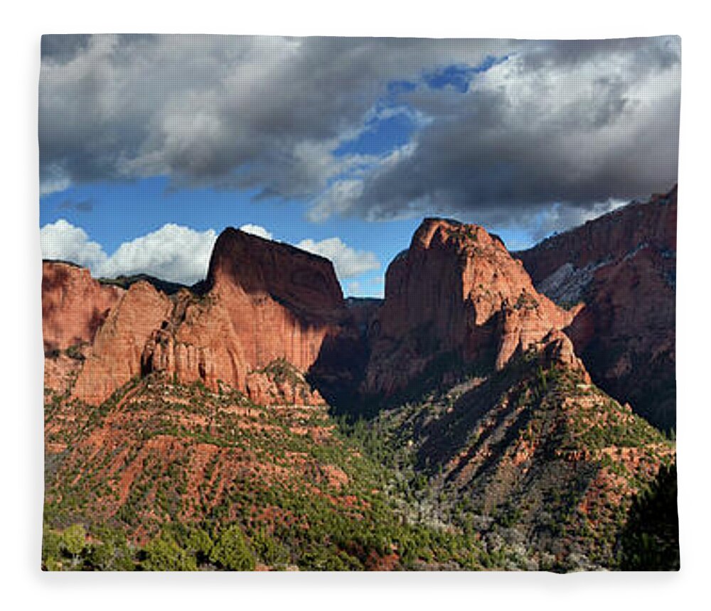 Scenics Fleece Blanket featuring the photograph The Kolob Canyons by Federica Grassi