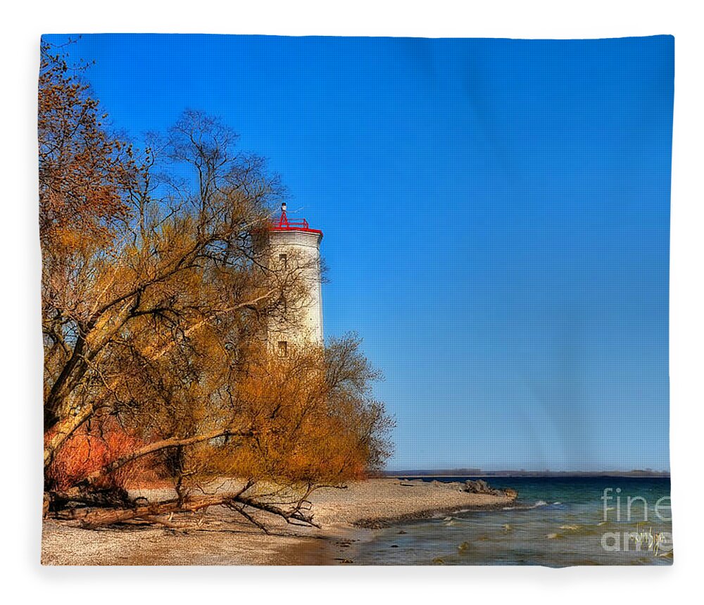 Lighthouse Fleece Blanket featuring the photograph The Lighthouse at Presquile by Lois Bryan