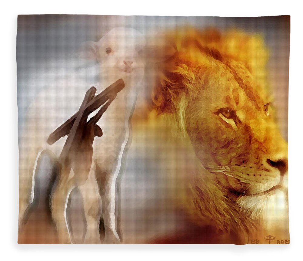 The Lion And The Lamb Fleece Blanket featuring the digital art The Lion and the Lamb by Jennifer Page
