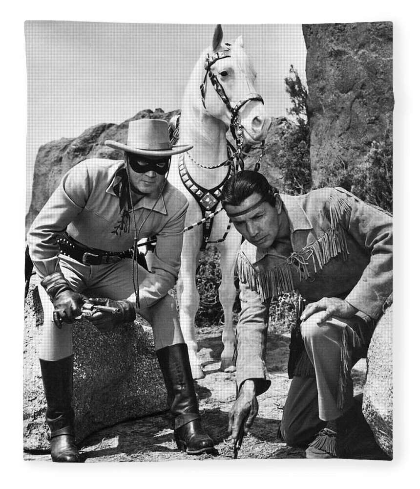 1950's Fleece Blanket featuring the photograph The Lone Ranger And Tonto by Underwood Archives