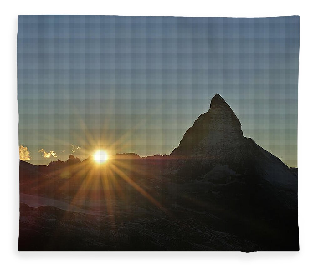 Feb0514 Fleece Blanket featuring the photograph The Matterhorn At Sunset Switzerland by Thomas Marent