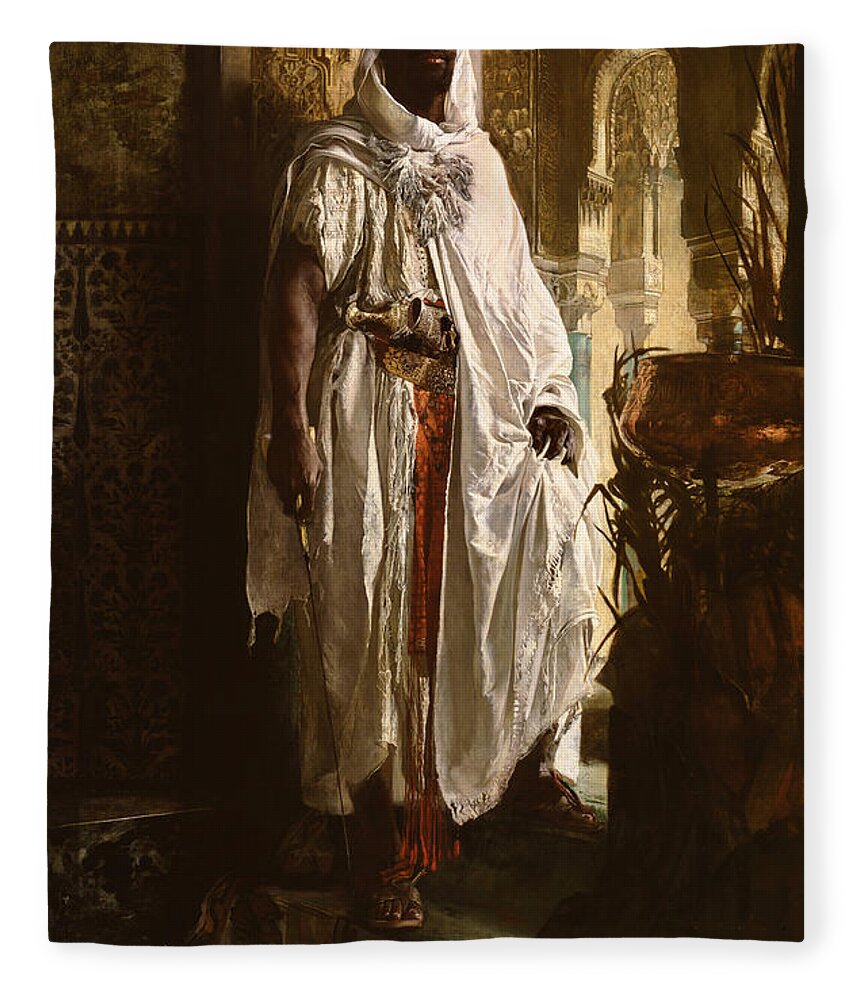 Eduard Charlemont Fleece Blanket featuring the painting The Moorish Chief by Eduard Charlemont