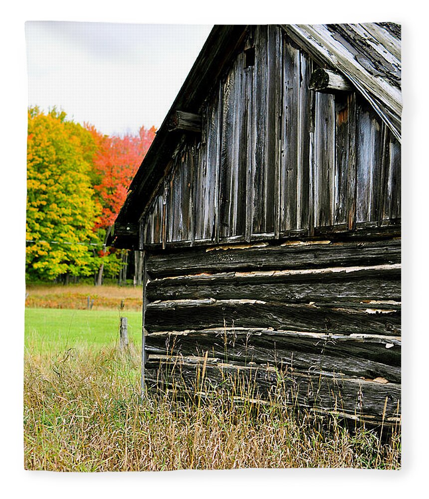 Weathed Wood Fleece Blanket featuring the photograph The Old Back Shed by Gwen Gibson