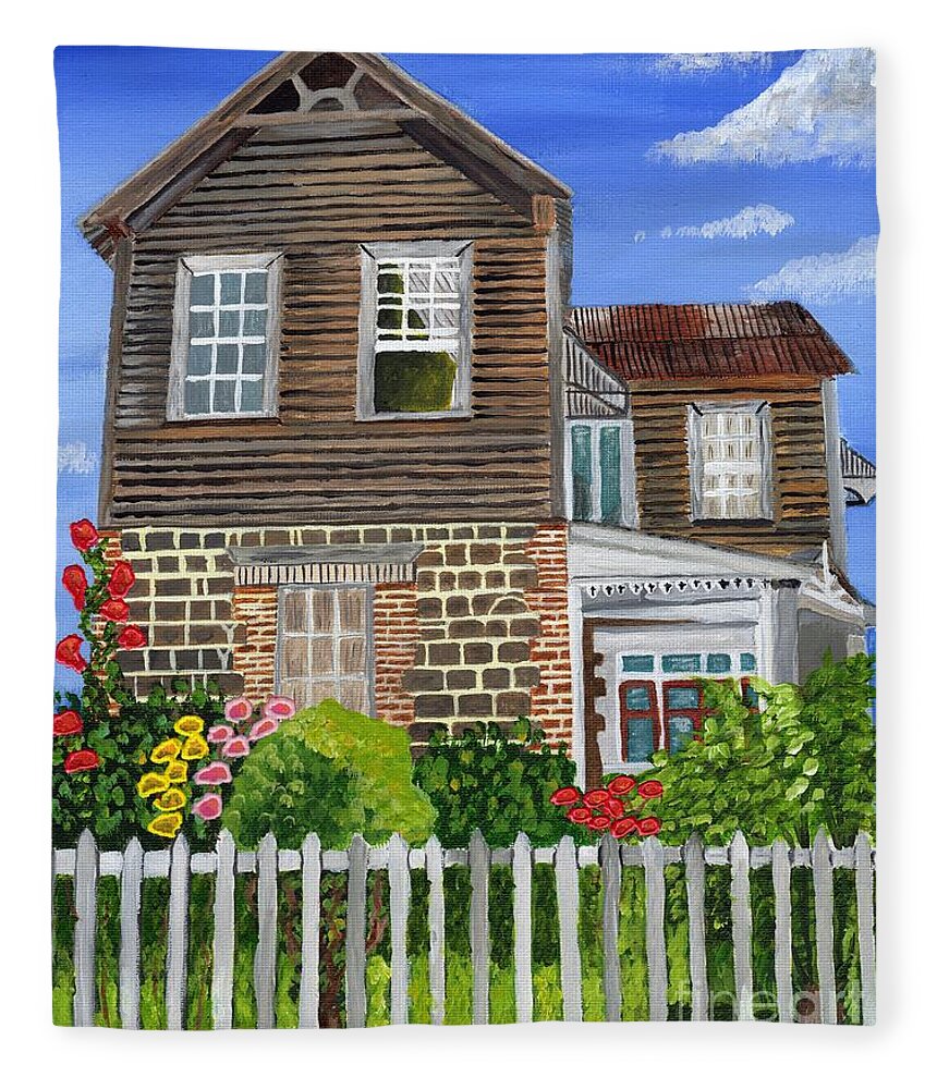 Old House Fleece Blanket featuring the painting The Old House by Laura Forde