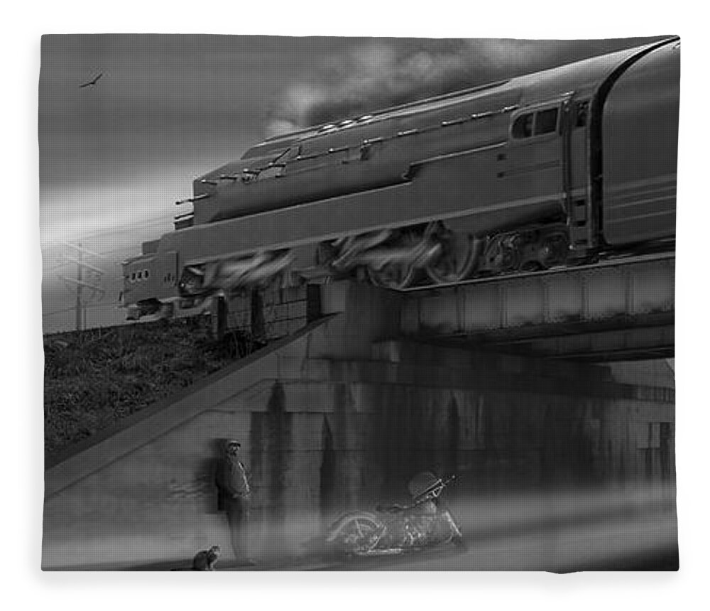 Motorcycle Fleece Blanket featuring the photograph The Overpass 2 Panoramic by Mike McGlothlen