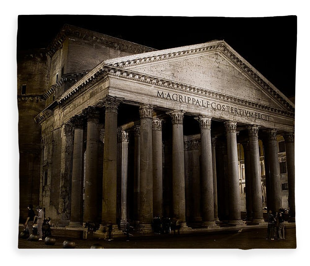 Pantheon Fleece Blanket featuring the photograph The Pantheon at night by Weston Westmoreland