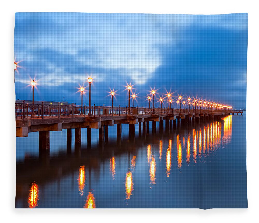 San Francisco Fleece Blanket featuring the photograph The Pier by Jonathan Nguyen
