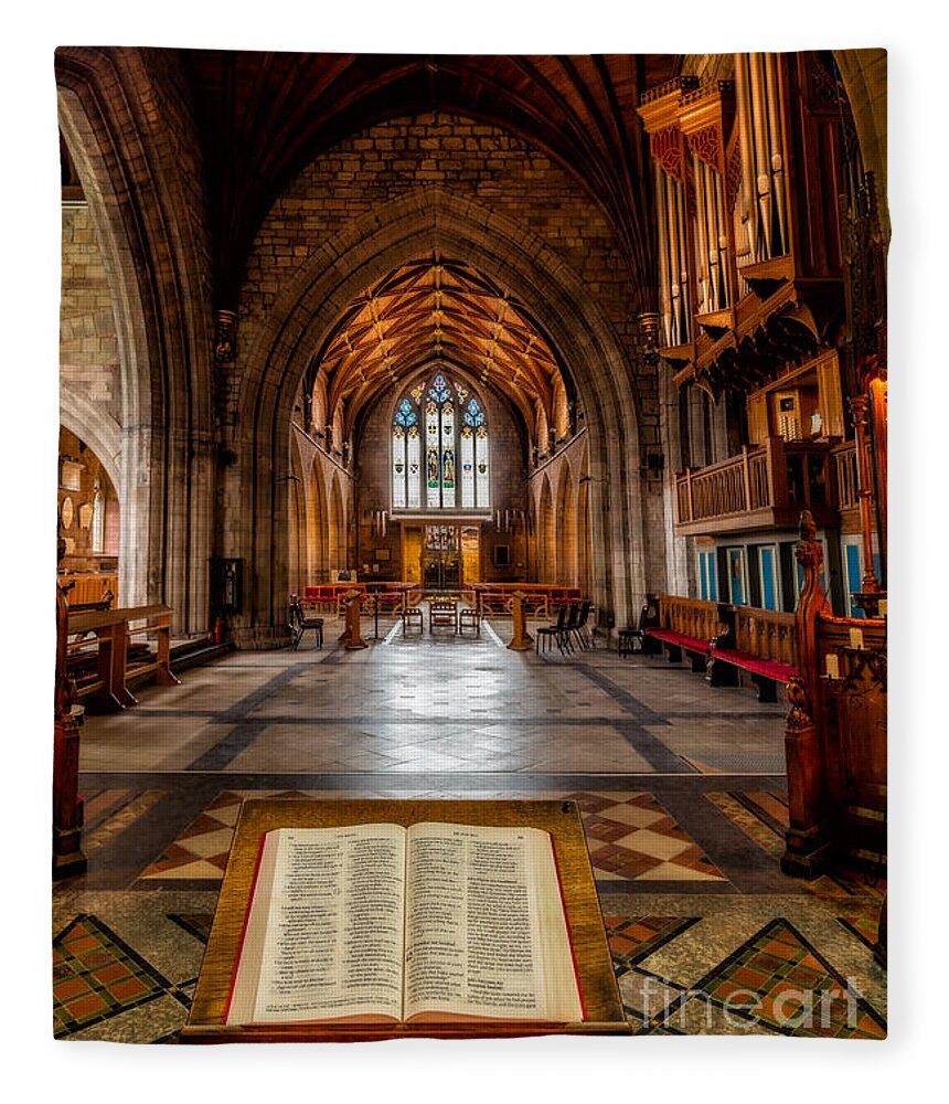 Welsh Cathedral Fleece Blanket featuring the photograph The Reading Room by Adrian Evans